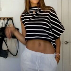 ZARA ASYMMETRICAL STRIPED T-SHIRT